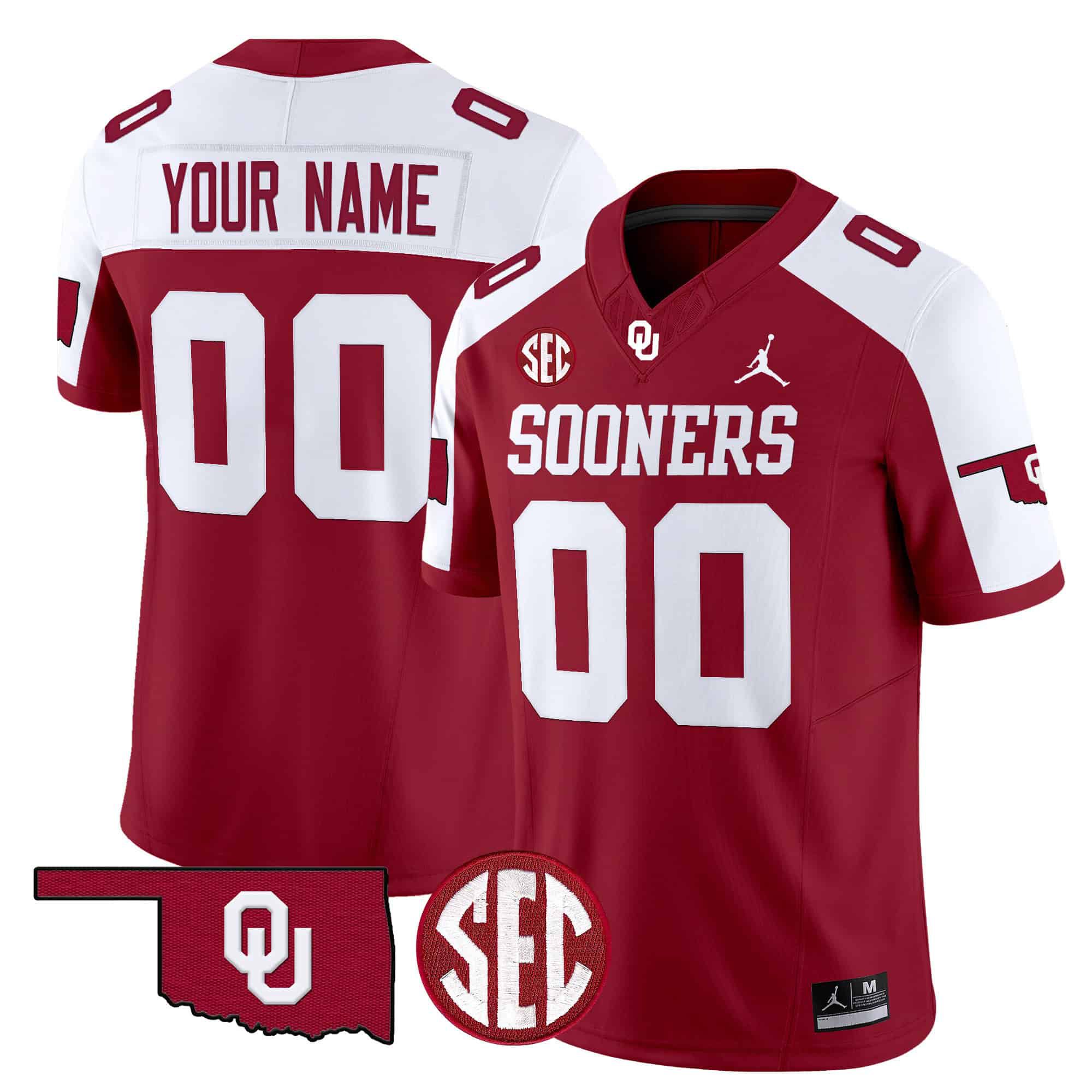 Men Oklahoma Sooners Red 2024 Vapor Limited Custom NCAA Jersey->customized ncaa jersey->Custom Jersey